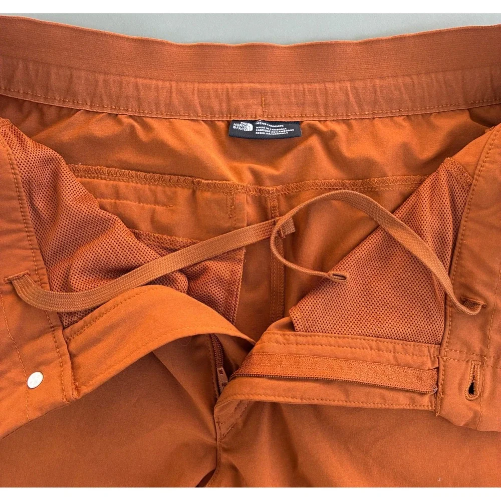 The North Face Mens 32 Burnt Orange Hiking Shorts Stretch Technical